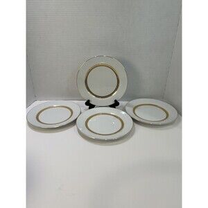 Retroneu Imperial Gold salad dessert Plates 22K Gold Laurel Leaf Band Set of 4